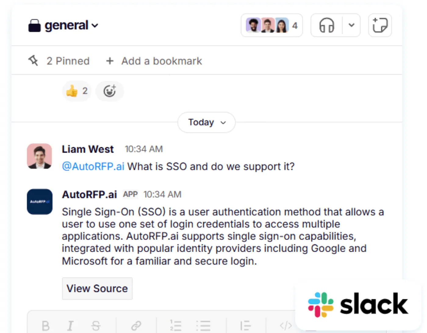 AutoRFP.ai centralizing RFP communication with Slack, Salesforce, and Google Drive integrations
